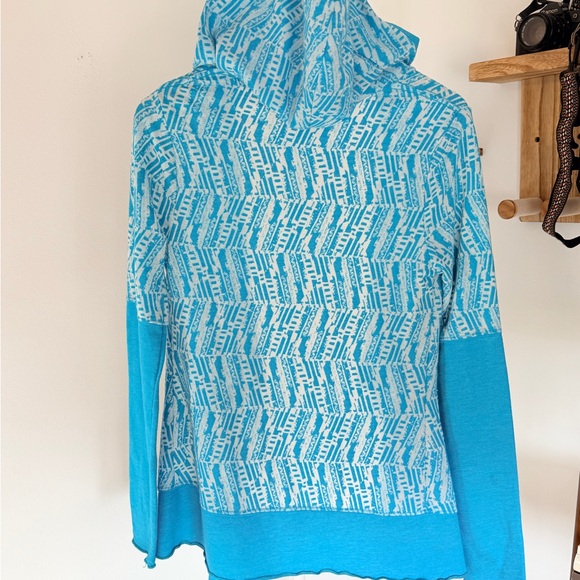 prAna Graceful Wrap Shirt Turquoise Hooded Cardigan Size Small Very Good - Picture 4 of 6
